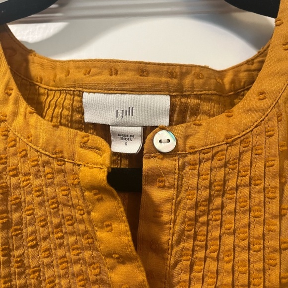 J.Jill Mustard Yellow Lightweight Oversized 100% Cotton Blouse Tunic Size Small - Picture 3 of 5